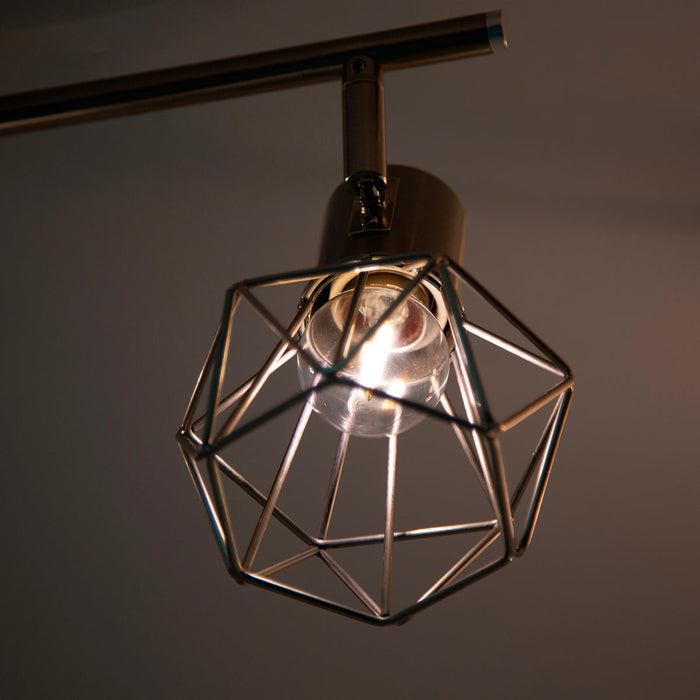 Lámpara de Techo Riel Níquel Satinado E27 60w 3 Luces