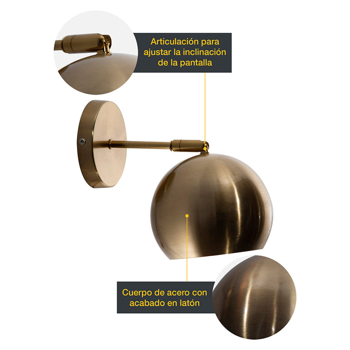 Lámpara de Pared Latón Vanity de Baño 40w E27 1 Luz