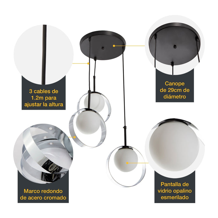 Lámpara Colgante Playful Romantique Blanco E27 40w 3 Luces