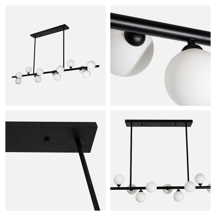 Lámpara colgante acabado negro mate, 14 luces G9 25W