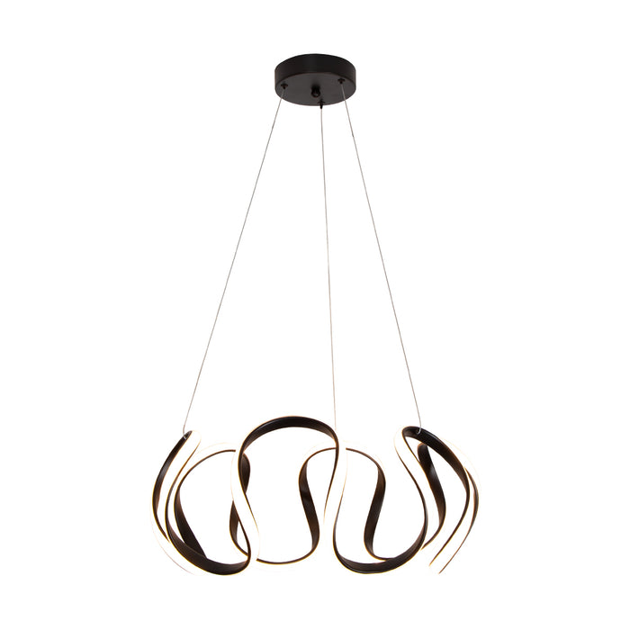 Lámpara colgante LED 3000K, estilo ondulado, acabado negro mate, 42W 2400 lm