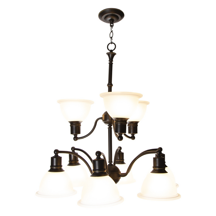 Candelabro Madison Collection 9 luces estilo vintage, bronce antiguo