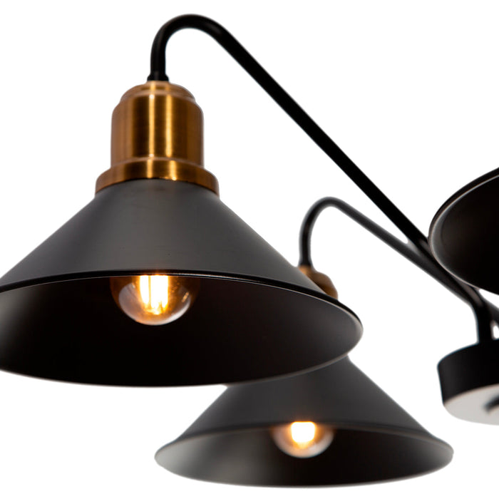 Lámpara Colgante Vintage E26 60w Negro Mate 5 Luces