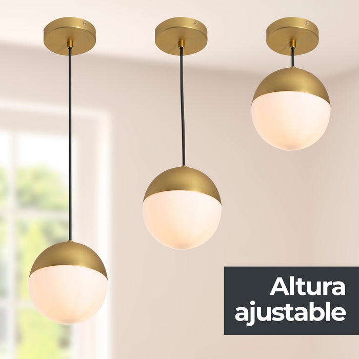 Lámpara Colgante  Bronce Vidrio Opalizado  E27 40W 1 Luz