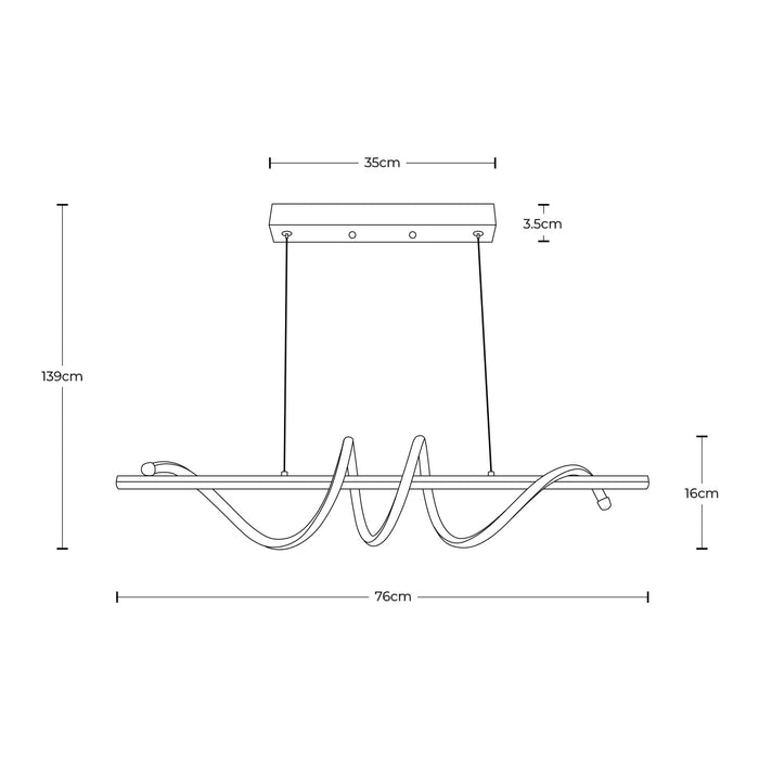 Lámpara LED colgante, acabado negro mate, 20W, 3000K