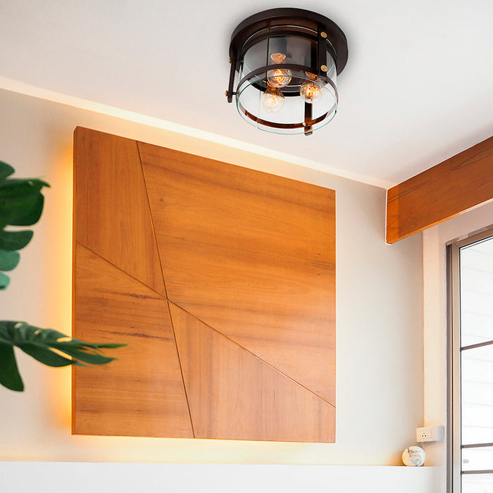 Lámpara de Techo  Café y Dorado Acero 60W  E27 3 Luces