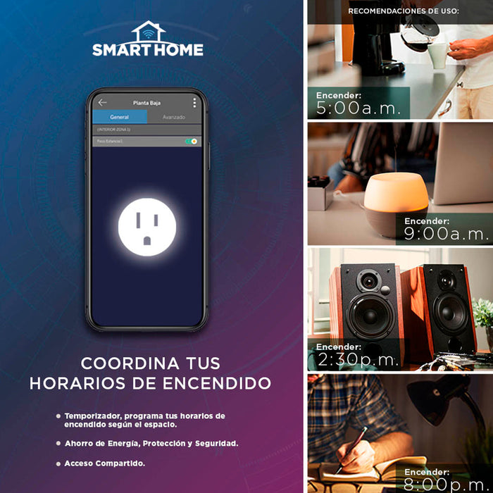 Contacto inteligente con control de horarios encendido y apagado