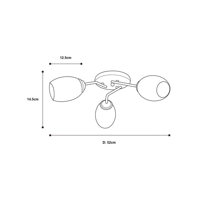 Lámpara de Techo Lumicentro Cromo 3 Luces 40W E27