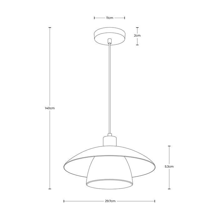 Lámpara colgante, estilo moderno, acabado negro mate, 1 luz E27, 40 W