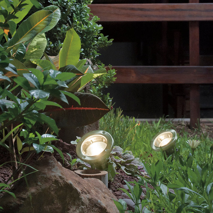 Lámpara de exterior sumergible de baja profundidad, Luz suave cálida, 50 W, 12 Volts, Base GX5.3