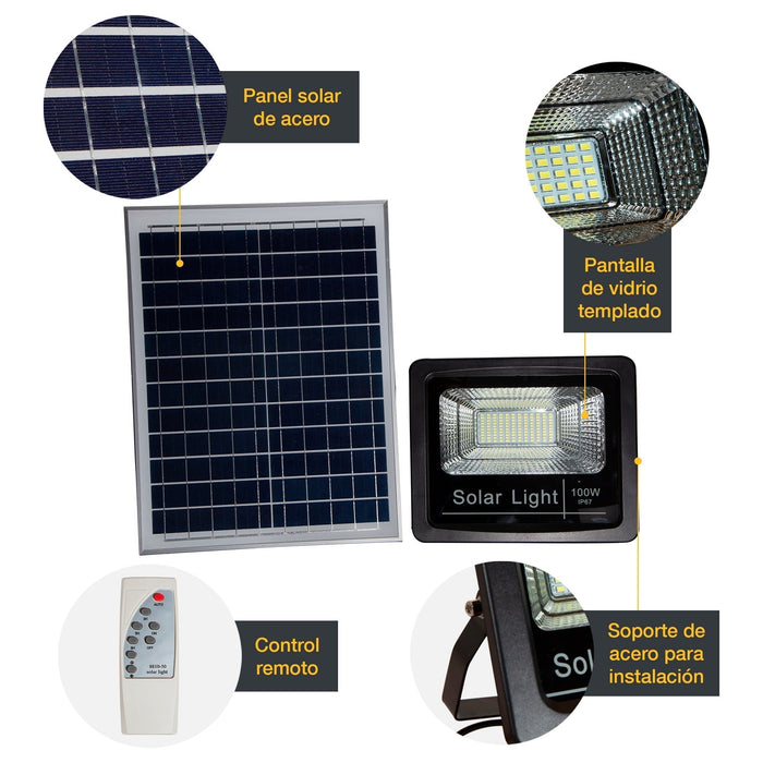 Lámpara Panel Solar Exterior LED 100W 6500K Luz Blanca IP67