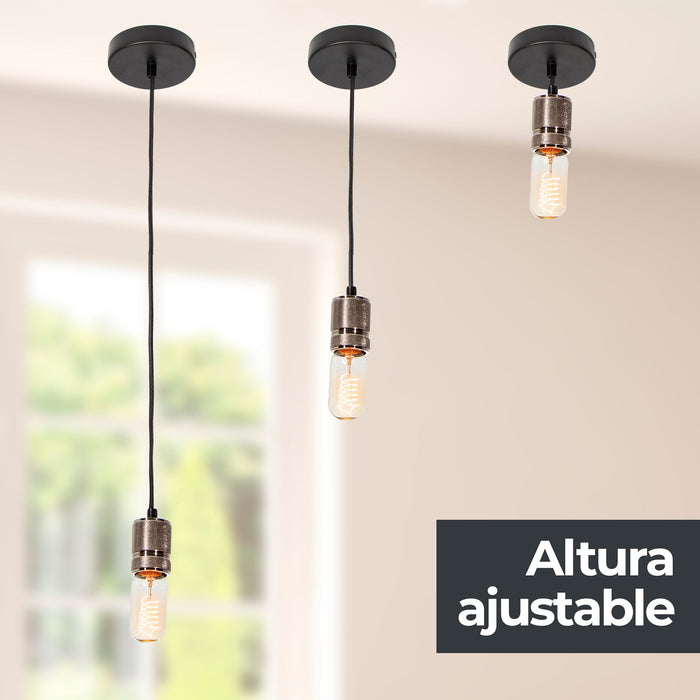 Lámpara Colgante Mini Retro Níquel Satinado E27 60W 1 Luz