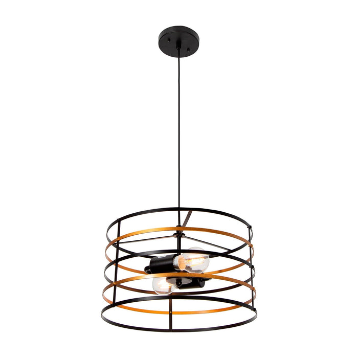 Lámpara Colgante Negro y Oro Rosa E27 40W 2 Luces