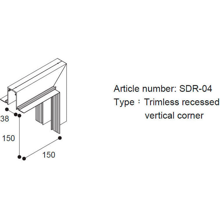 CONECTOR SLIM RIEL VERTICAL NEGRO PARED/TECHO