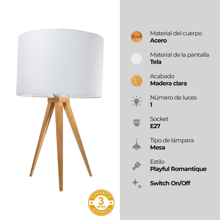 Lámpara de Mesa  Madera Clara Estilo Moderno  E27  40W 1 Luz