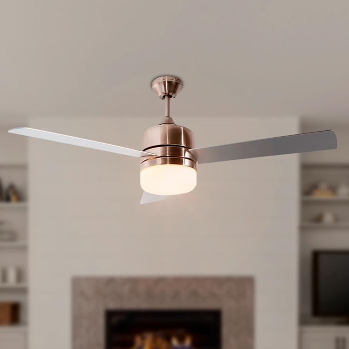 Ventilador De Techo 52" 3 Aspas 2L E27 Con Control De Pared.
