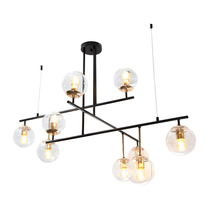 Lámpara Colgante Negro Oro E27 40w 9 Luces