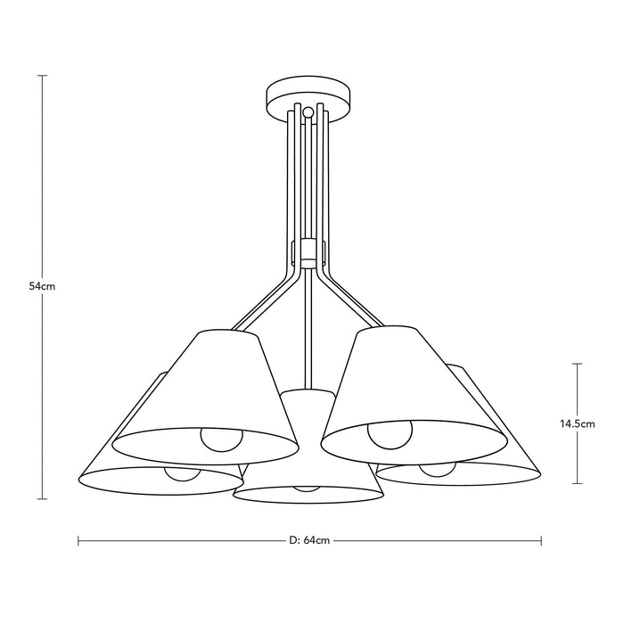 Lámpara Colgante Dark Decor Negro E27 60w 5 Luces