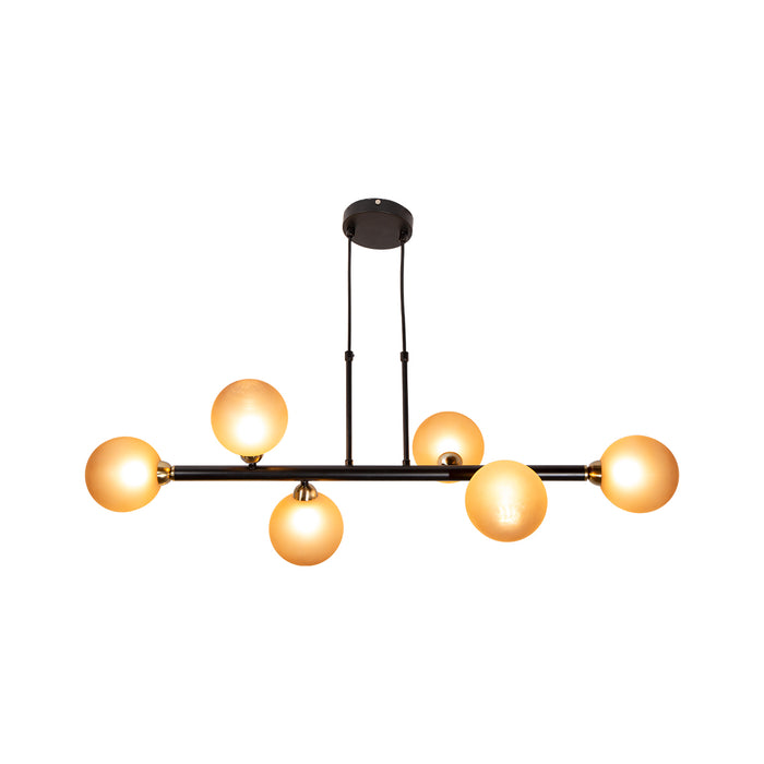 Lámpara colgante negro mate y latón satinado, 6 luces, G9 5W