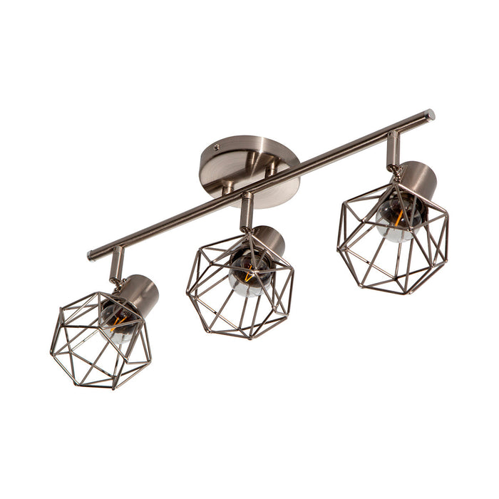 Lámpara de Techo Riel Níquel Satinado E27 60w 3 Luces