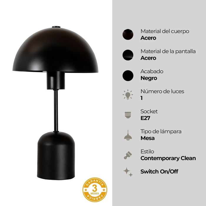 Lámpara de Mesa  Negro Mate  E27  40W 1 Luz