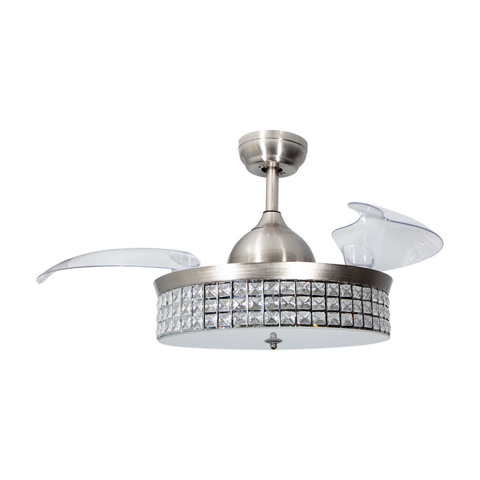 Ventilador De Techo Retráctil 42", Luz LED, Cromo, 3 Aspas, 6 Velocidades