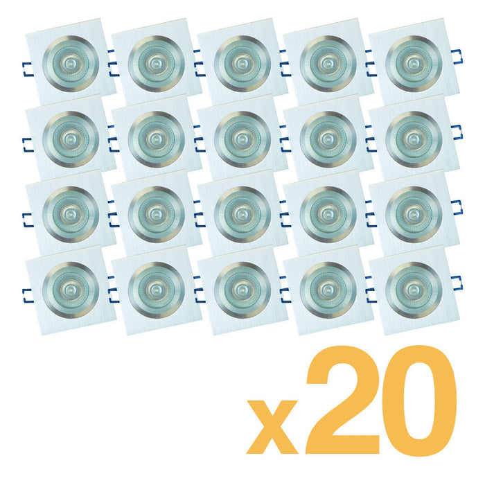 Kit 20 Bases Empotrable Mr16 Plata 50w 1 Luz