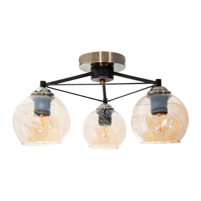 Lámpara de Techo Cobre Vintage E27 60w 3 Luces