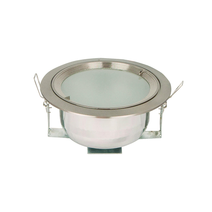 Kit 4 Bases Spot Empotrable Níquel + 4 Focos E27 6500K 5W