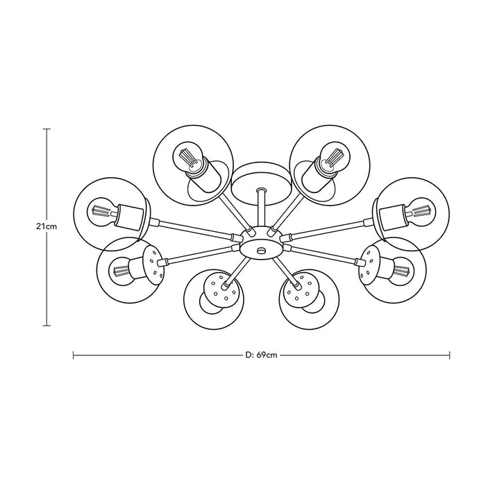 Lámpara de Techo Opulent Niquel Satinado E27 40w 8 Luces