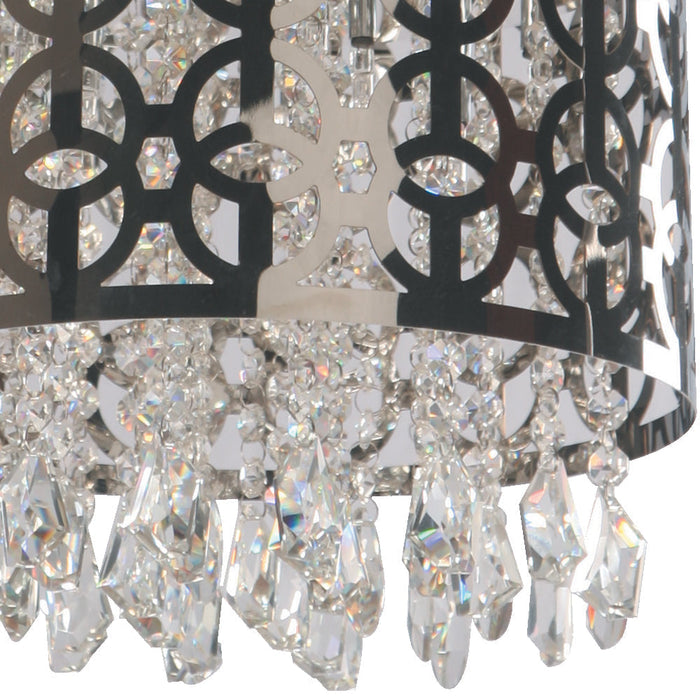 Lámpara Colgante Acero Inoxidable Y Cristales G4 9 Luces