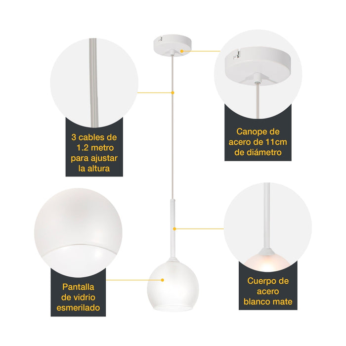 Lámpara Colgante  Blanco Mate 9W  G9 1 Luz