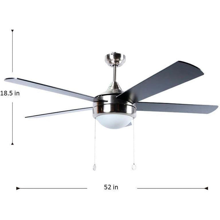 VENTILADOR DE TECHO 52" NÍQUEL SATINADO 2L E27 40W