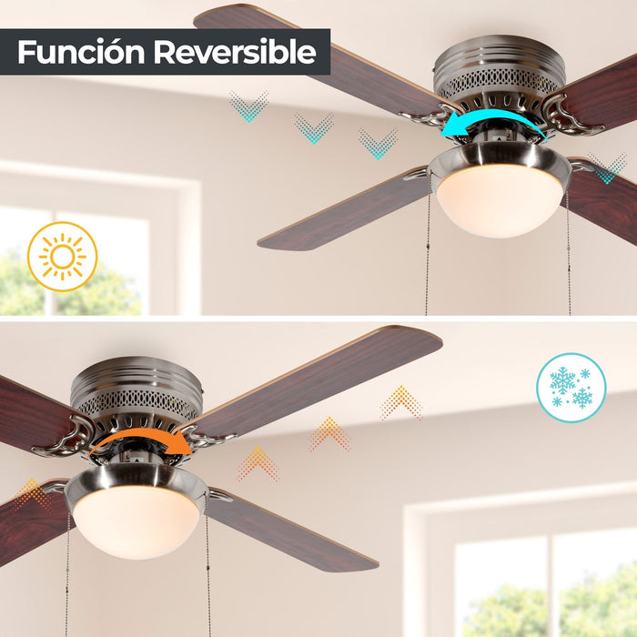 Ventilador De Techo 42" 4 Aspas 1L E27 Con Control De Cadena.