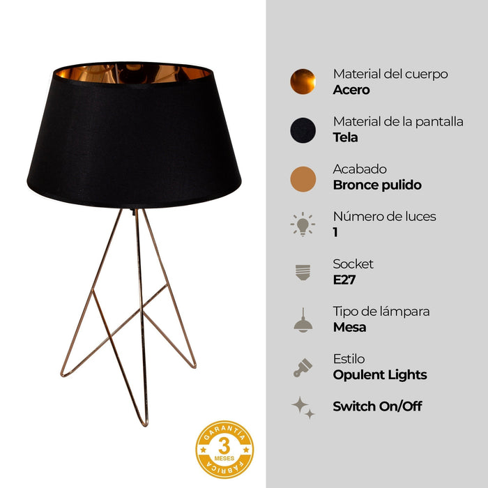 Lámpara de Mesa  Bronce Pulido Estilo Moderno  E27  40W 1 Luz