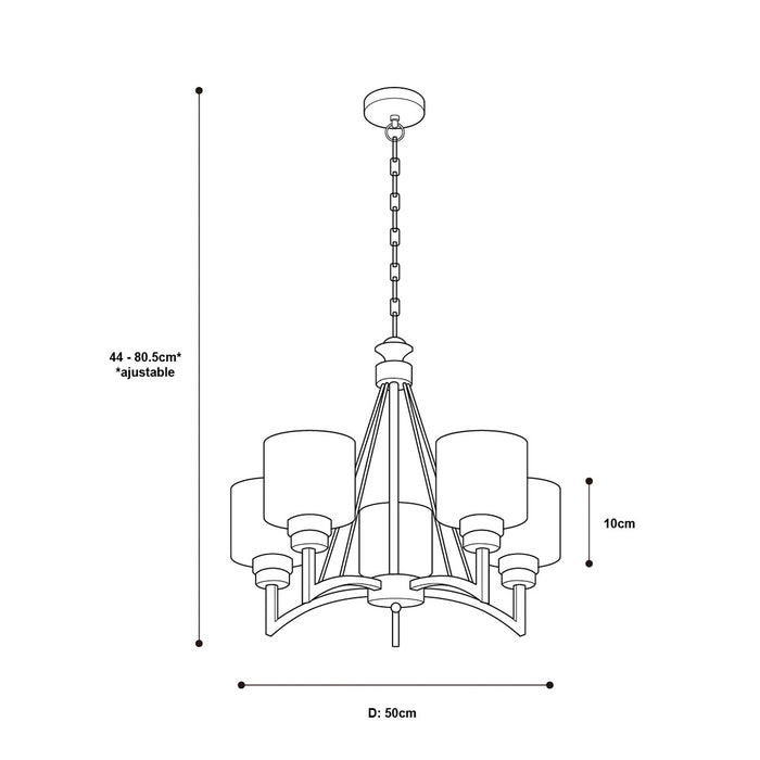 Lámpara Colgante Moderno Ike Lite Níquel Satinado 60W E27 5 Luces