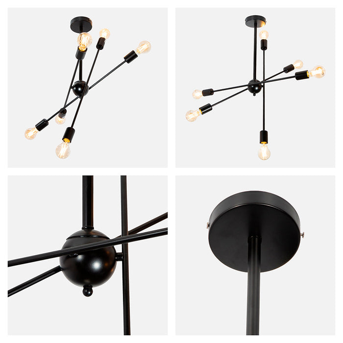 Lámpara de Techo Bronce 6 Luces  E27 60w mod negro