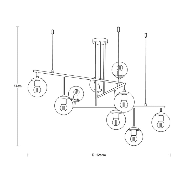 Lámpara Colgante Negro Oro E27 40w 9 Luces