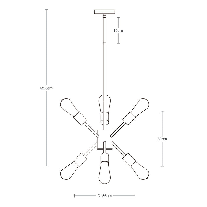 Lámpara Colgante Negro y Bronce 6 Luces  E27 40w
