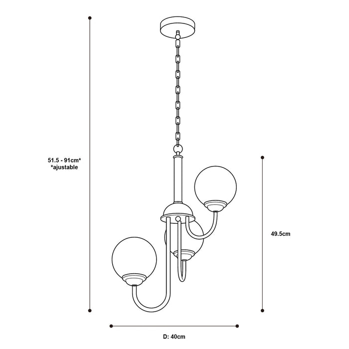 Lámpara de Techo Designers Negro y Bronce Dorado 40W E27 de 3 Luces
