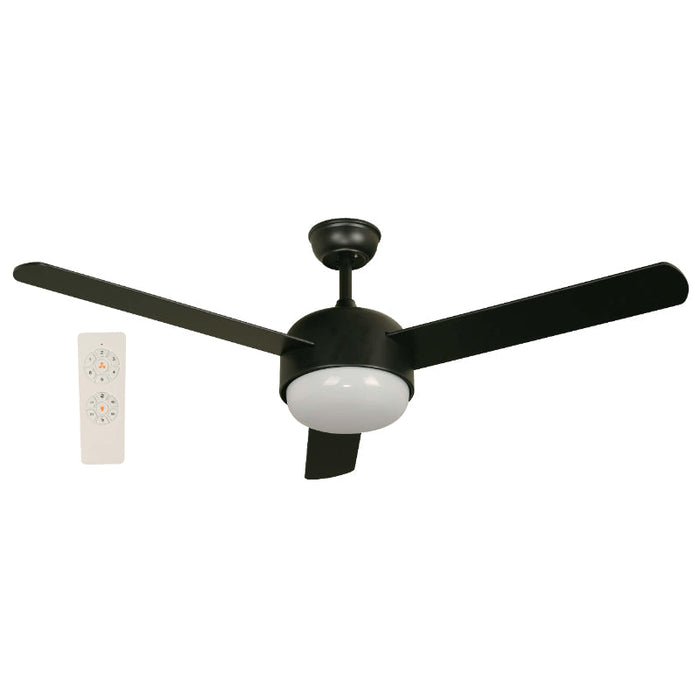 VENTILADOR DE TECHO 52" DC NEGRO 2L E27 10W CON CONTROL REMOTO