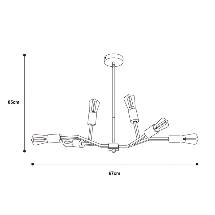 Lámpara de Techo Vintage acabado dorado E27 6 Luces