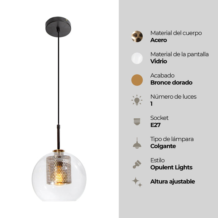 Lámpara Colgante Opulent Lights Negro Dorado E27 40w 1 Luz