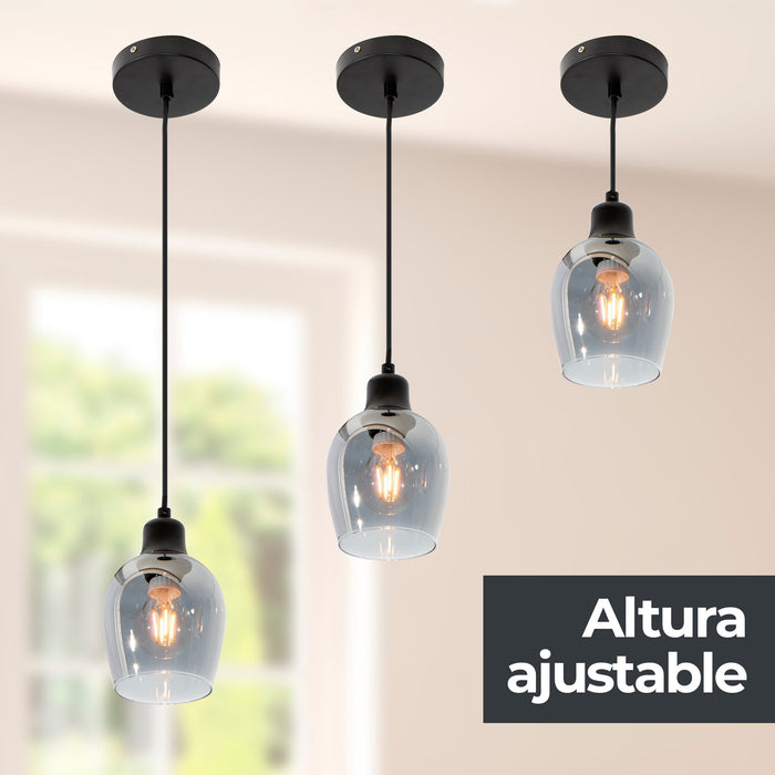 Lámpara Colgante Moderna Acabado en Negro Socket E27 40w 1 Luz