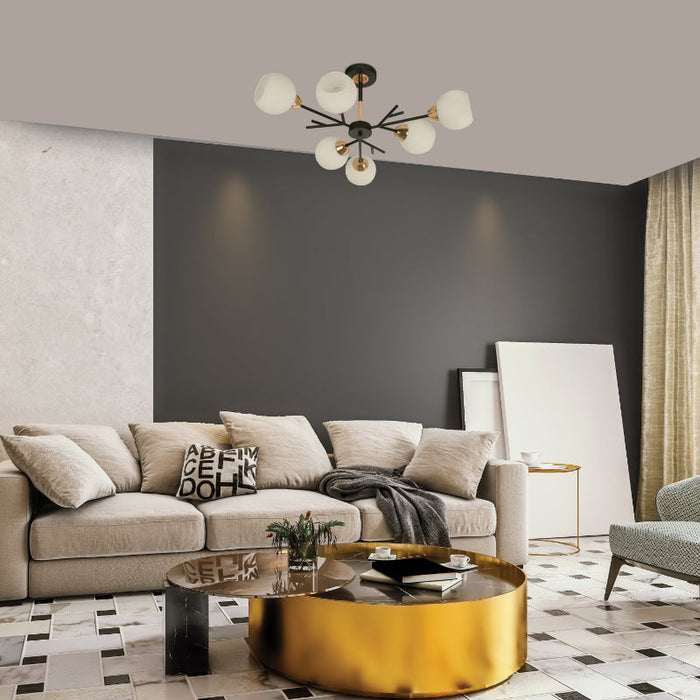 Lámpara Techo Negro Mate E27 40W 6 Luces