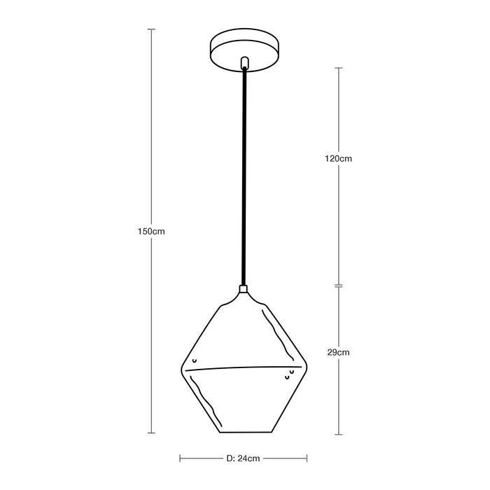Lámpara Colgante Moderna Cromo y Ahumado 40 W de 1 Luz