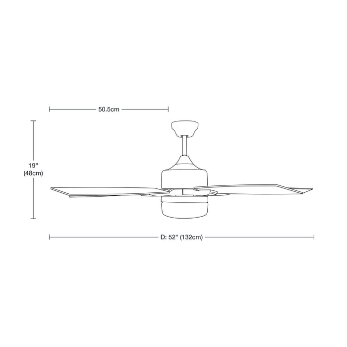 Ventilador De Techo 52" Bronce 2L E27 40W Con Control De Pared