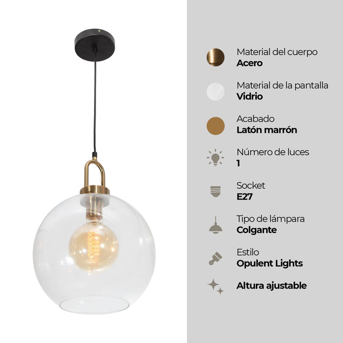 Lámpara Colgante Moderna Negro y Bronce Socket E27 60w 1 Luz