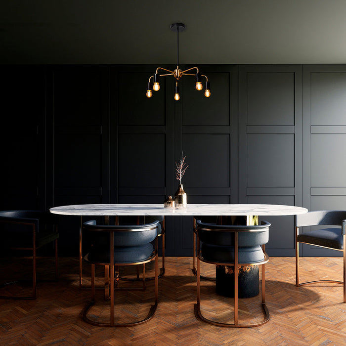 Lámpara Colgante Araña Negro Latón G100 E27 40w 5 Luces