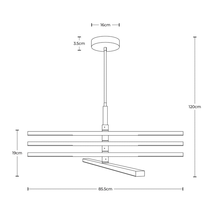 Lámpara Colgante LED, Negro Mate, Acero, 40W